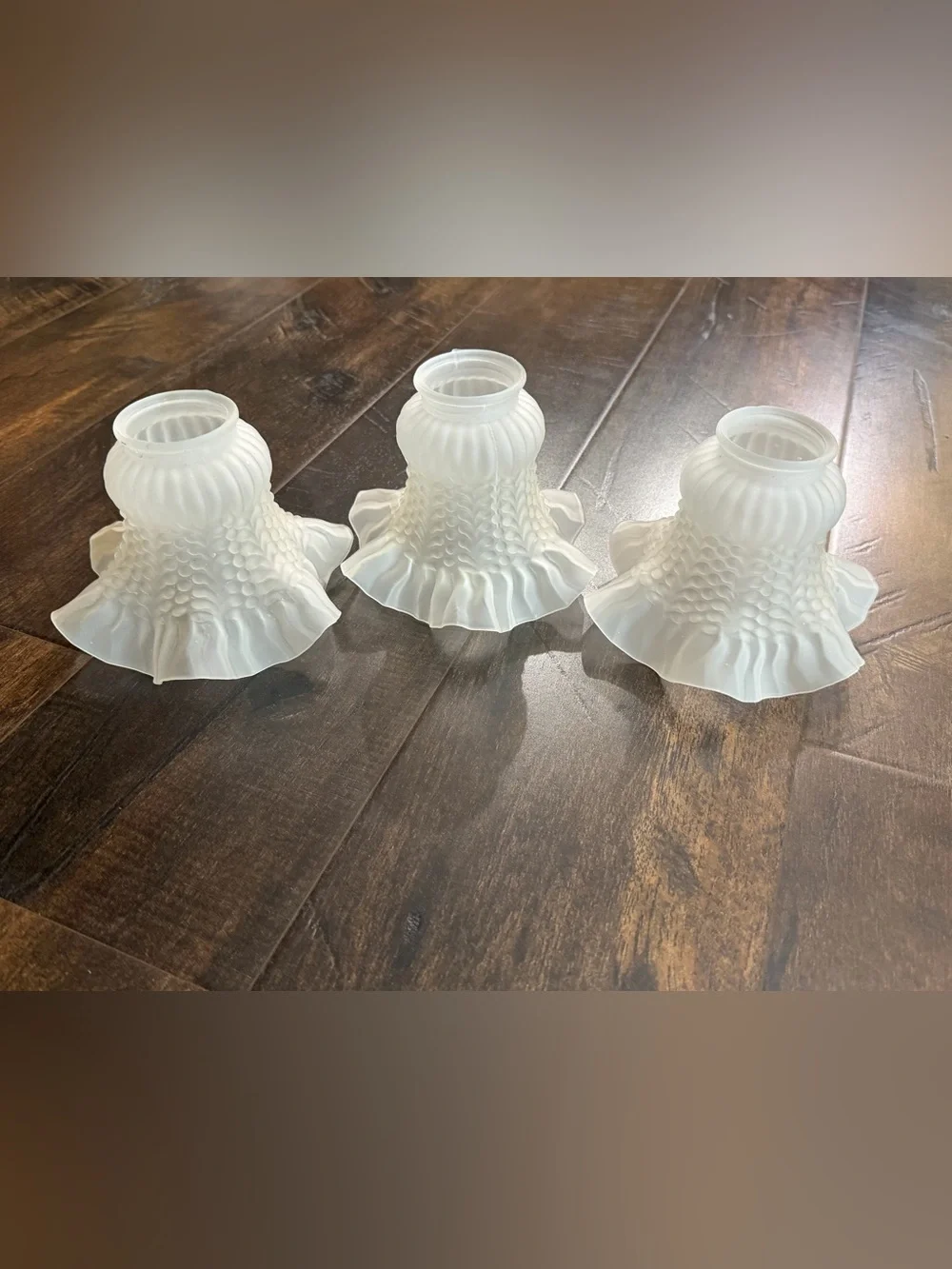 Vintage Frosted Glass Ruffled Lamp Shade - Home Accents